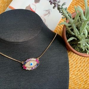 Evil Eye 18k Gold Plated Adjustable Necklace